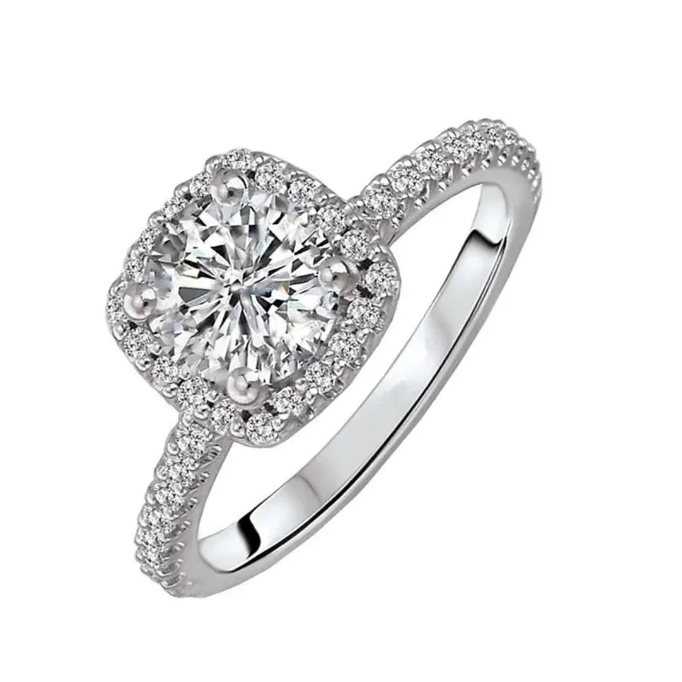Anillo de plata de ley con cristal de circonita cúbica