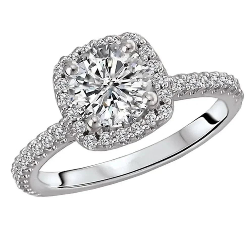 Anillo de plata de ley con cristal de circonita cúbica