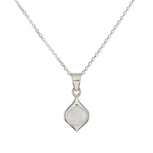 Collar con colgante de piedra lunar en plata de ley