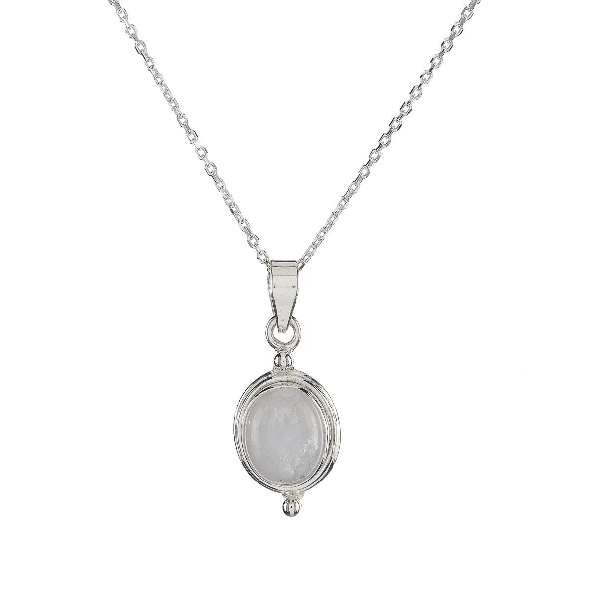 Collar con colgante de piedra lunar en plata de ley