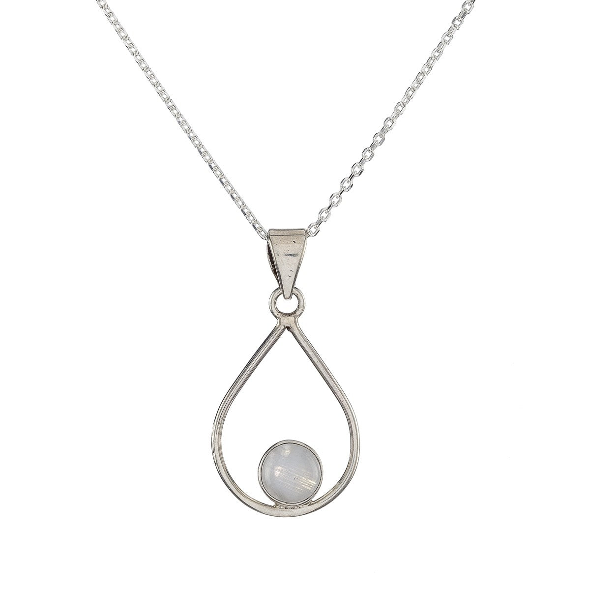 Collar con colgante de piedra lunar en plata de ley