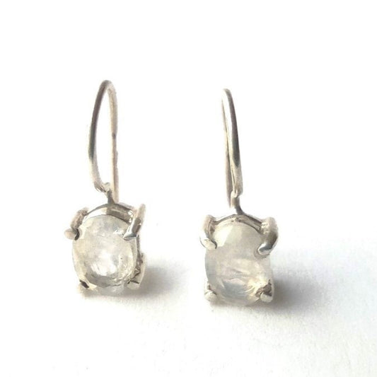 Pendientes colgantes de plata de ley con piedra lunar