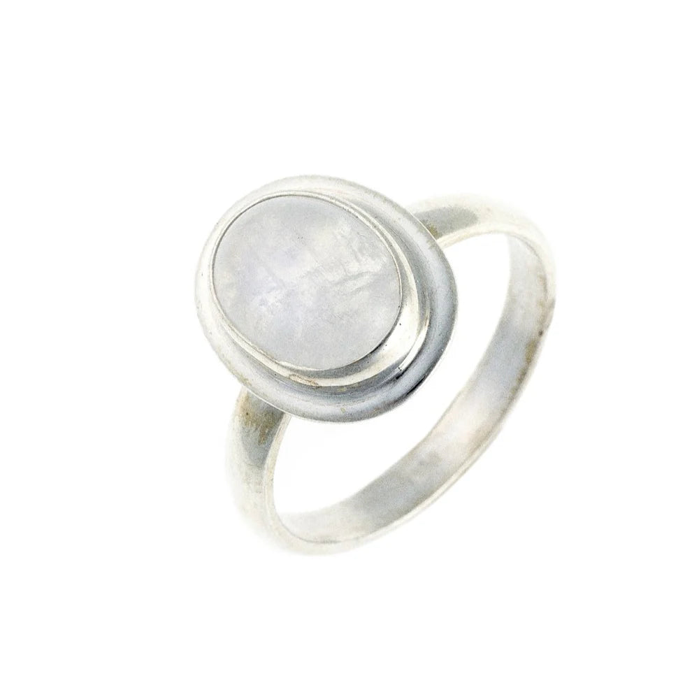 Anillo de piedra lunar de plata esterlina