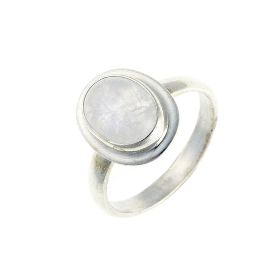 Anillo de piedra lunar de plata esterlina