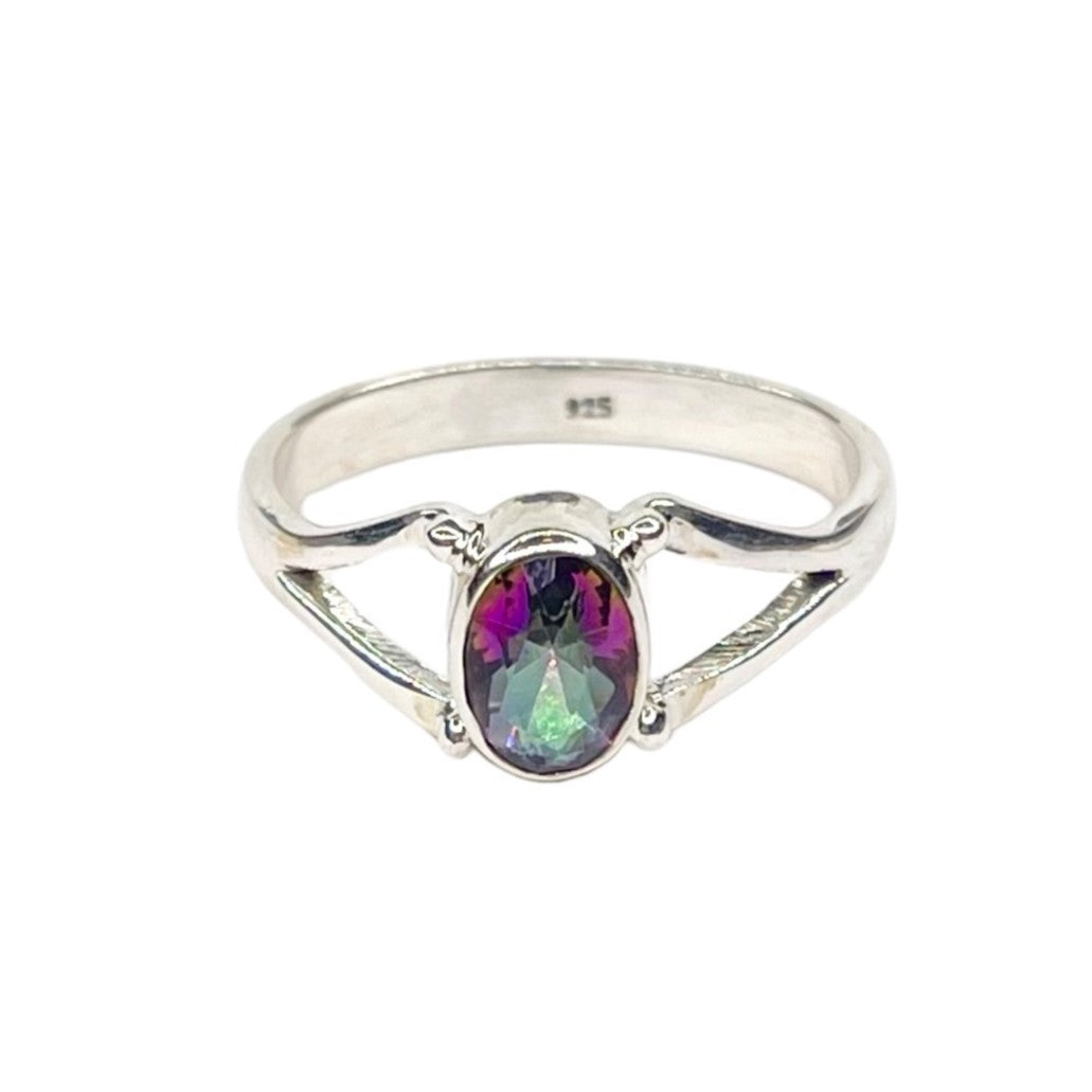 Anillo de topacio místico en plata de ley