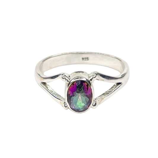 Anillo de topacio místico en plata de ley