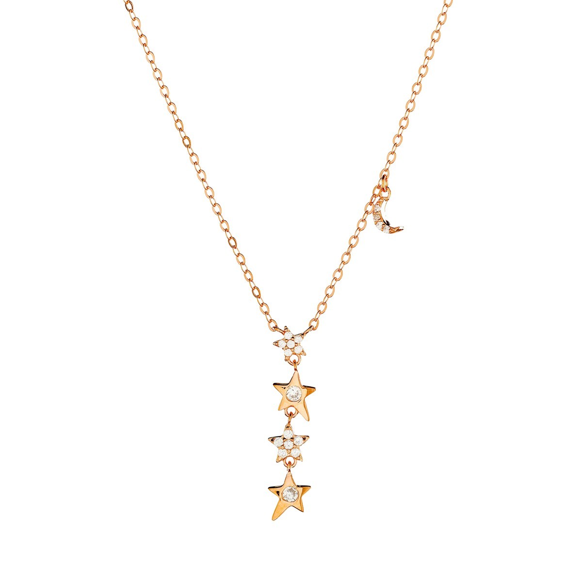 Collar de estrella de circonita cúbica de plata esterlina
