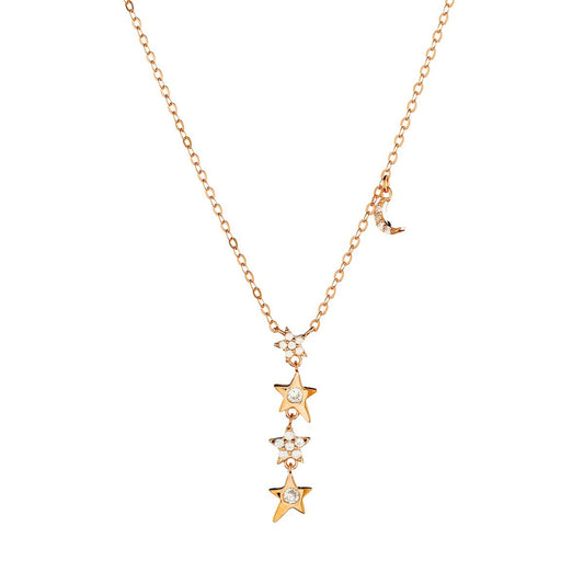 Collar de estrella de circonita cúbica de plata esterlina