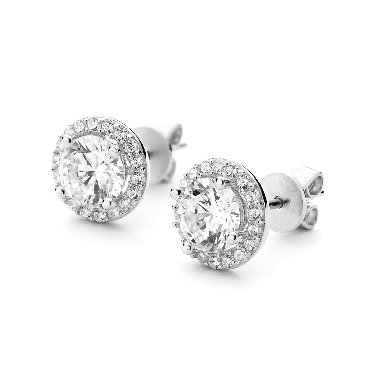 Pendientes de botón Soleste de plata de ley