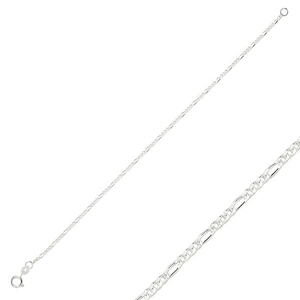 Pulsera Figaro de plata de ley de 1,9 mm