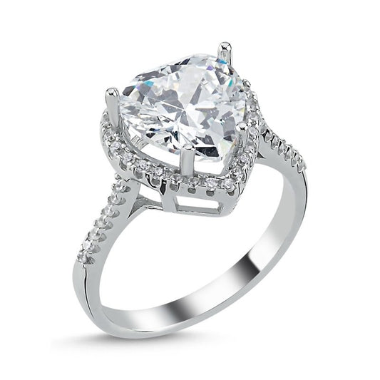 Anillo de Plata de Ley con Corazón de Circonita Cúbica