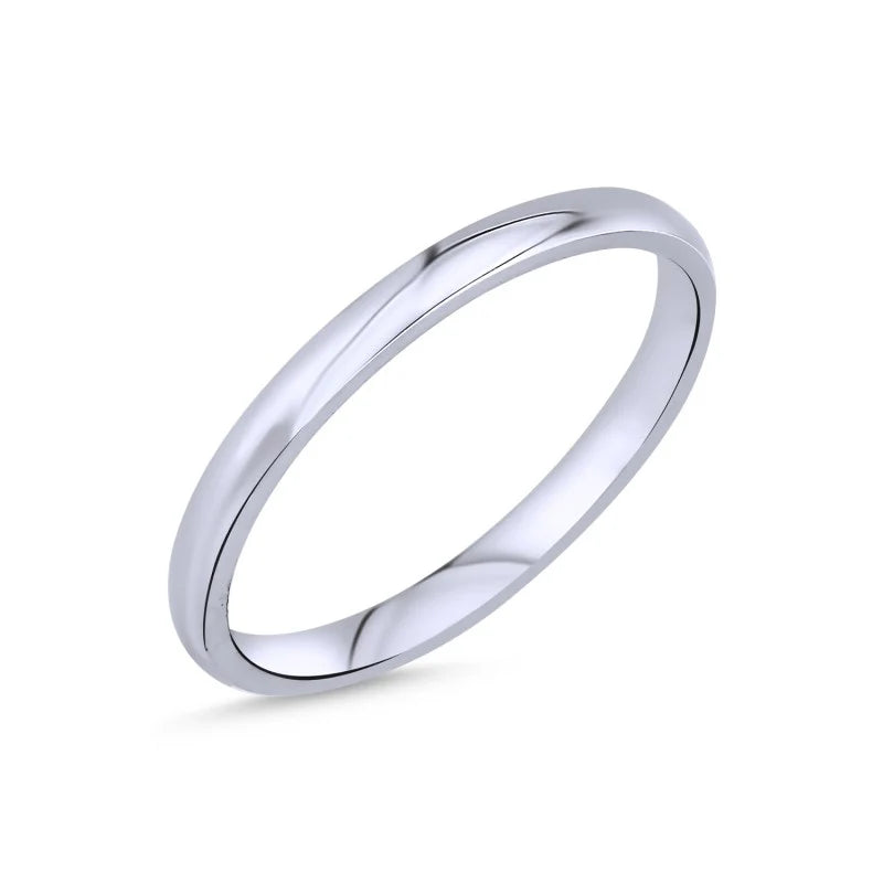 Anillo de banda de plata de ley de 2 mm