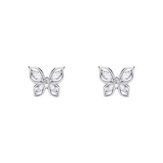 Pendientes de mariposa de plata de ley