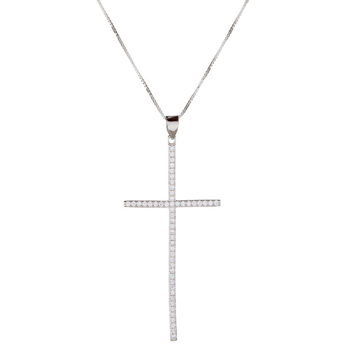 Collar de cruz de circonitas cúbicas de plata esterlina