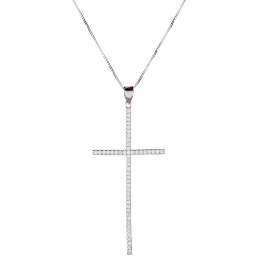 Collar de cruz de circonitas cúbicas de plata esterlina