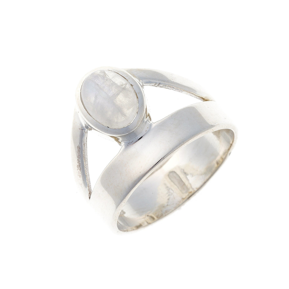 Anillo de piedra lunar de plata esterlina