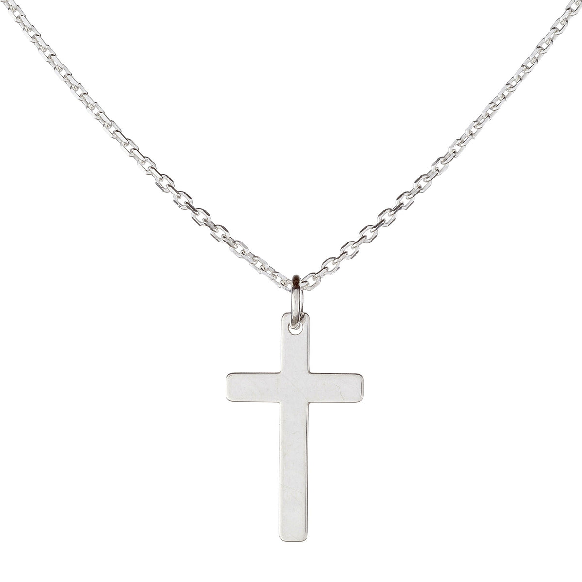 Collar de cruz de plata de ley