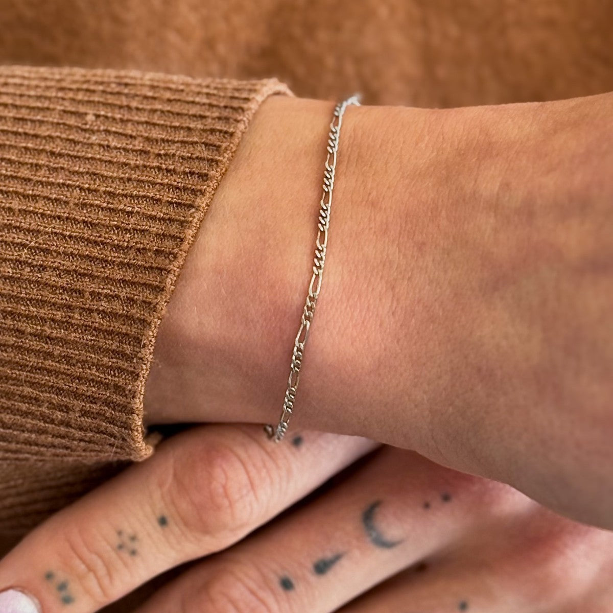 Pulsera Figaro de plata de ley de 1,9 mm