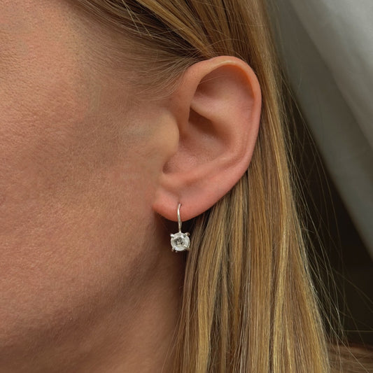 Pendientes colgantes de plata de ley con piedra lunar
