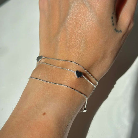 Sterling Silver Triple Heart Chain Bracelet
