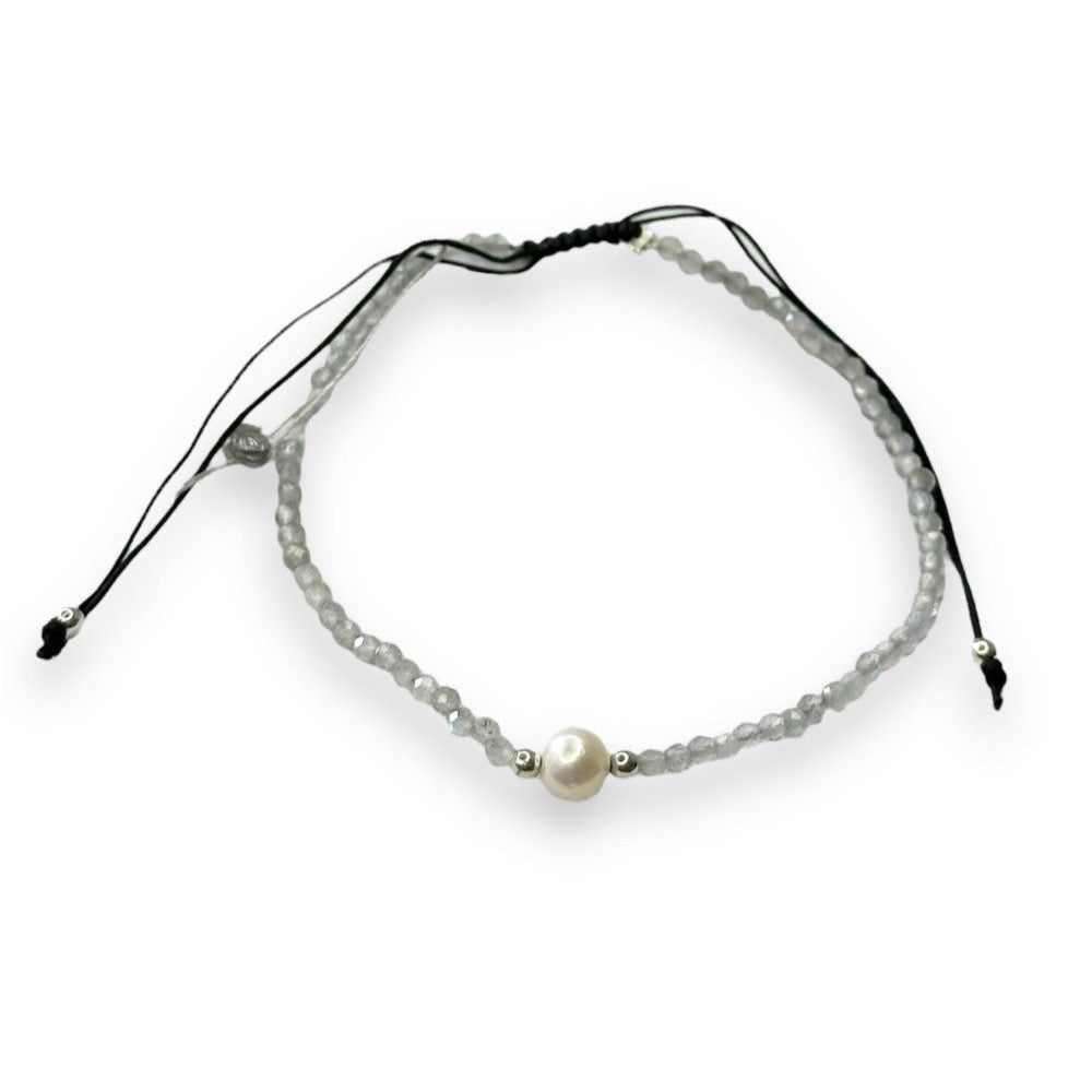 Pulsera de Cuentas de Piedra Lunar y Perlas