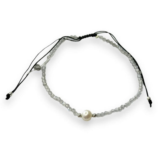 Pulsera de Cuentas de Piedra Lunar y Perlas