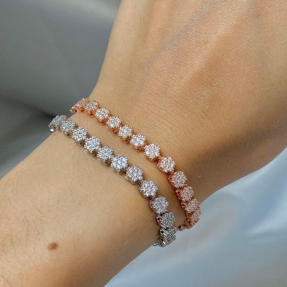 Pulsera Flora de plata de ley