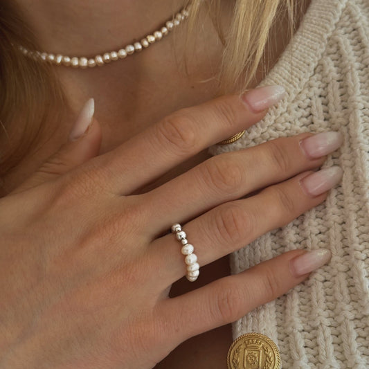 Anillo de perla de plata esterlina