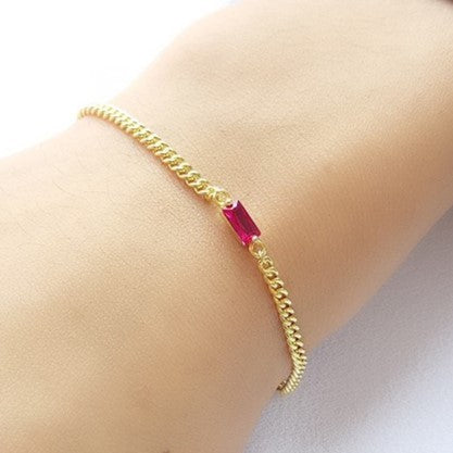 Pulsera de cadena de plata de ley con circonitas