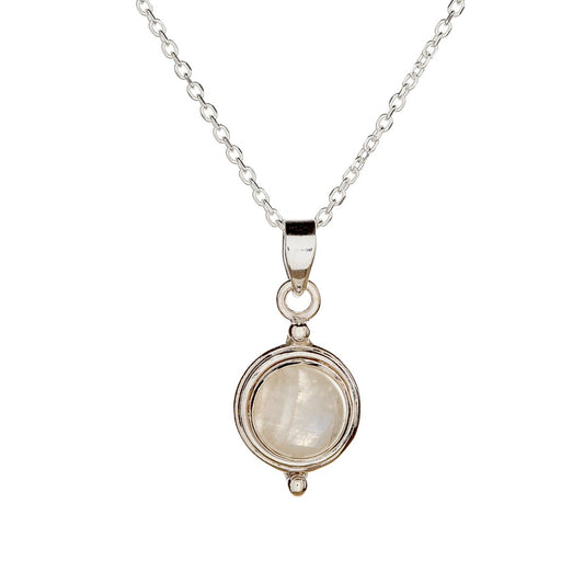 Collar con colgante de piedra lunar en plata de ley