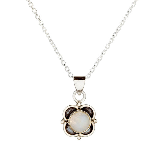 Collar con colgante de piedra lunar en plata de ley