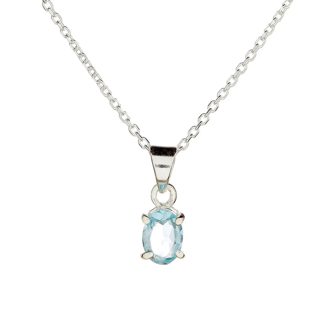 Collar con colgante de topacio azul en plata de ley