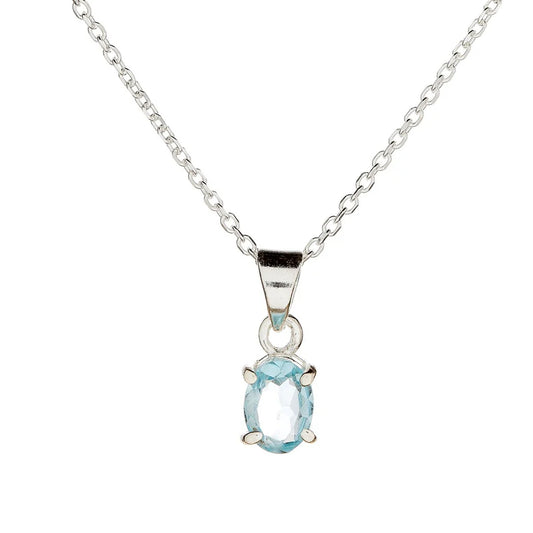 Collar con colgante de topacio azul en plata de ley