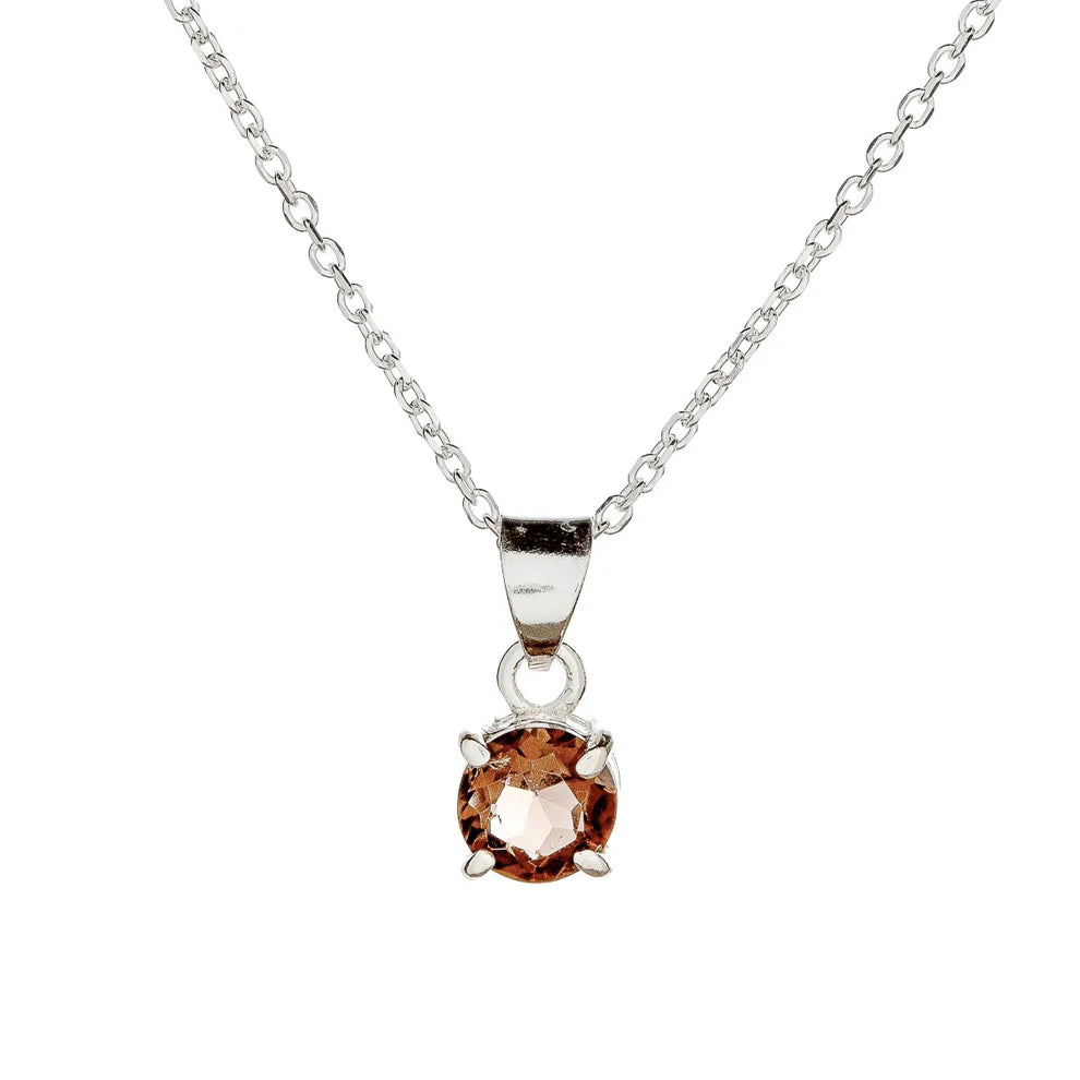 Collar con colgante de cuarzo ahumado en plata de ley
