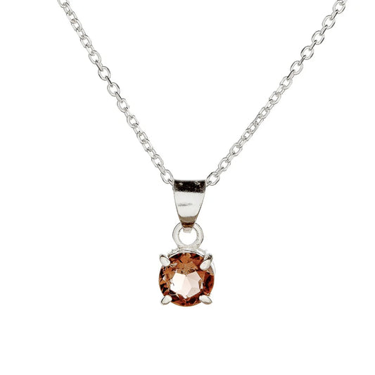 Collar con colgante de cuarzo ahumado en plata de ley