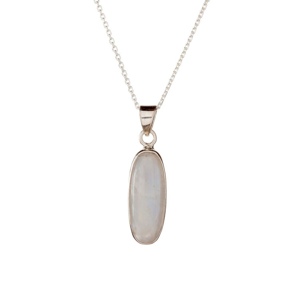 Collar con colgante de piedra lunar en plata de ley