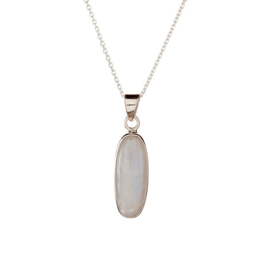 Collar con colgante de piedra lunar en plata de ley