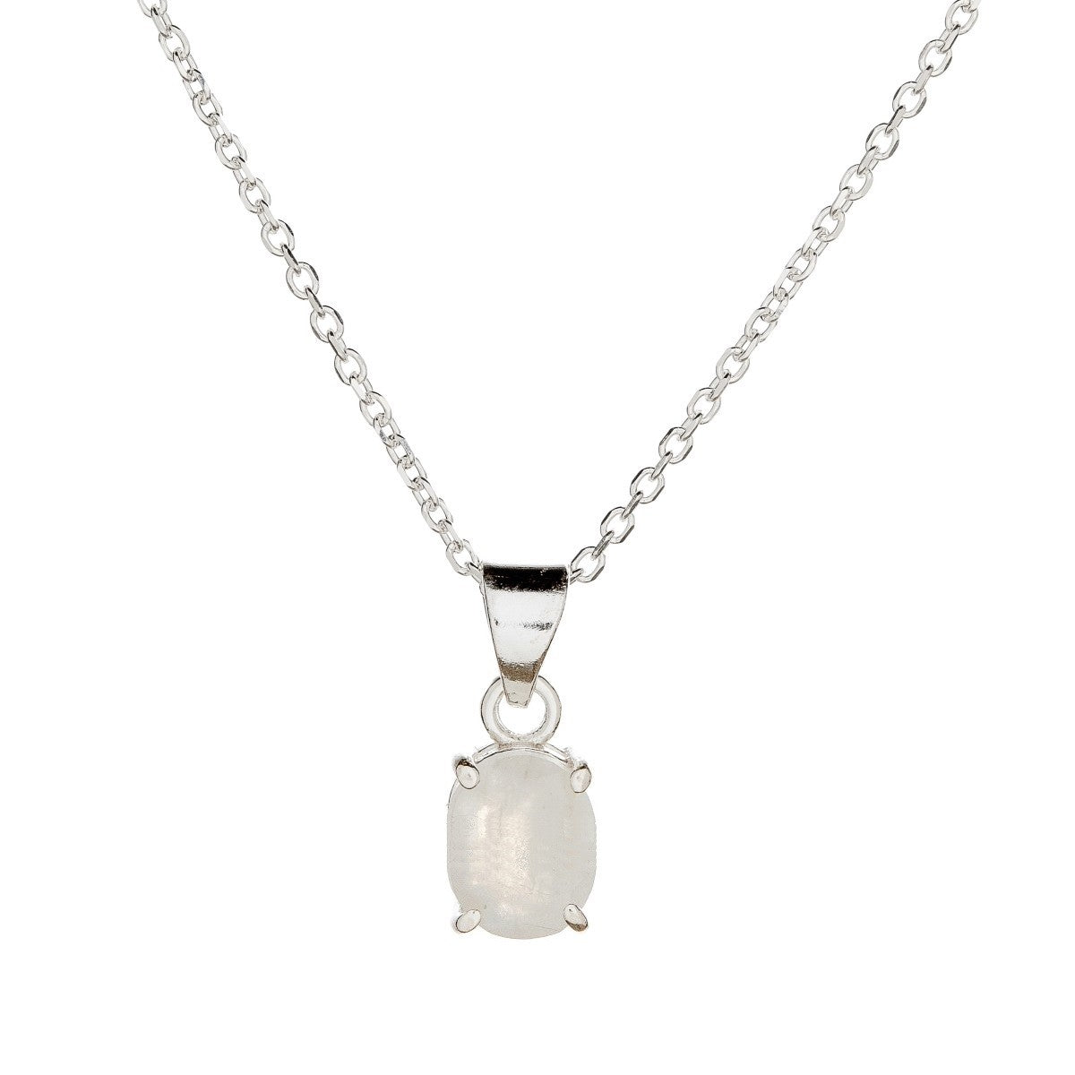Collar con colgante de piedra lunar en plata de ley