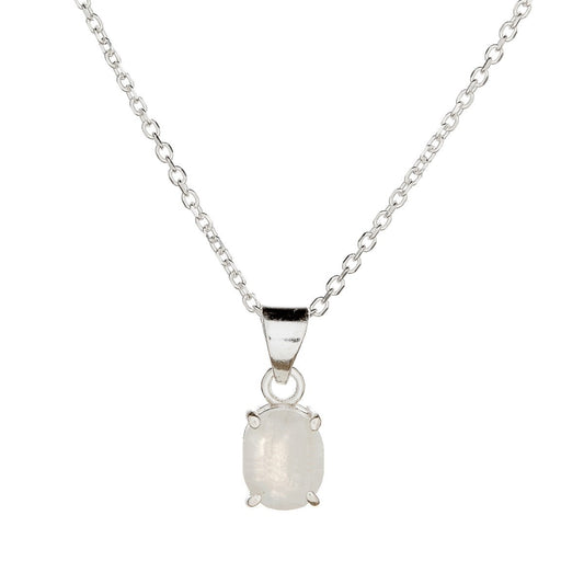 Collar con colgante de piedra lunar en plata de ley
