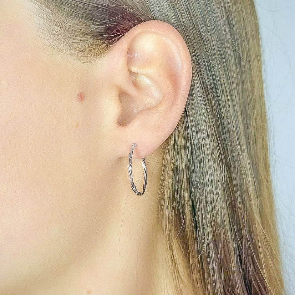 Pendientes de aro retorcidos de plata de ley de 1 a 6 cm