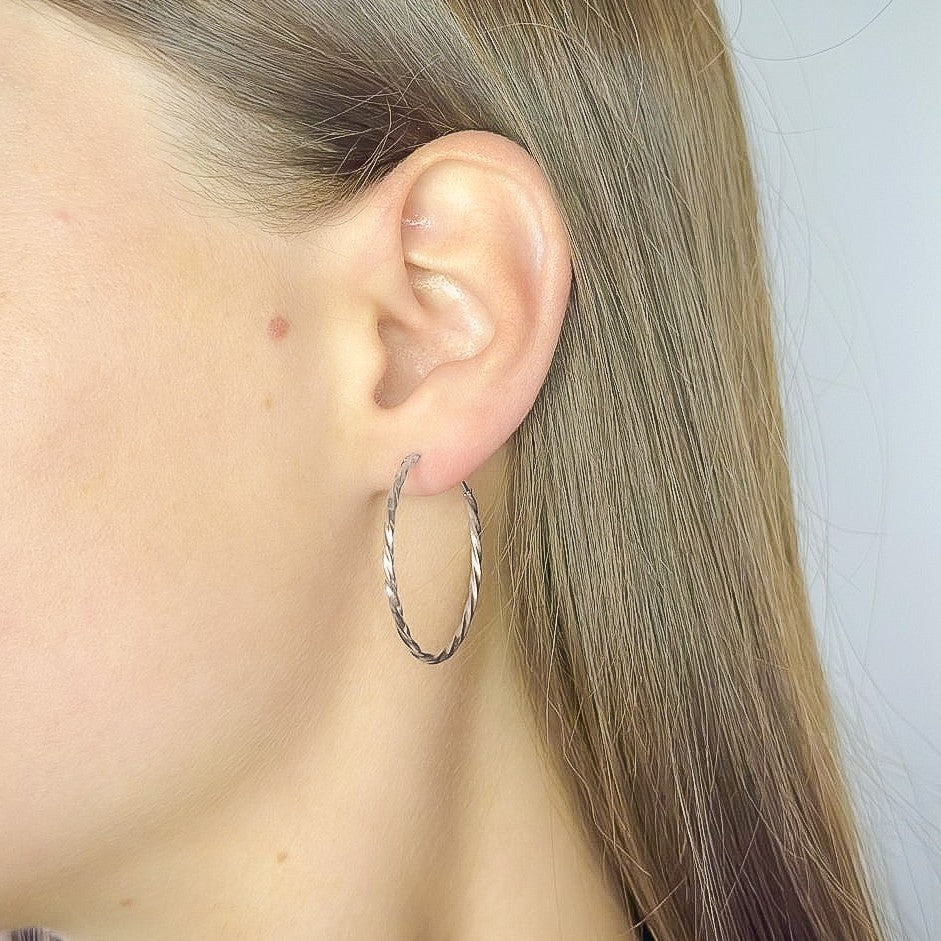 Pendientes de aro retorcidos de plata de ley de 1 a 6 cm