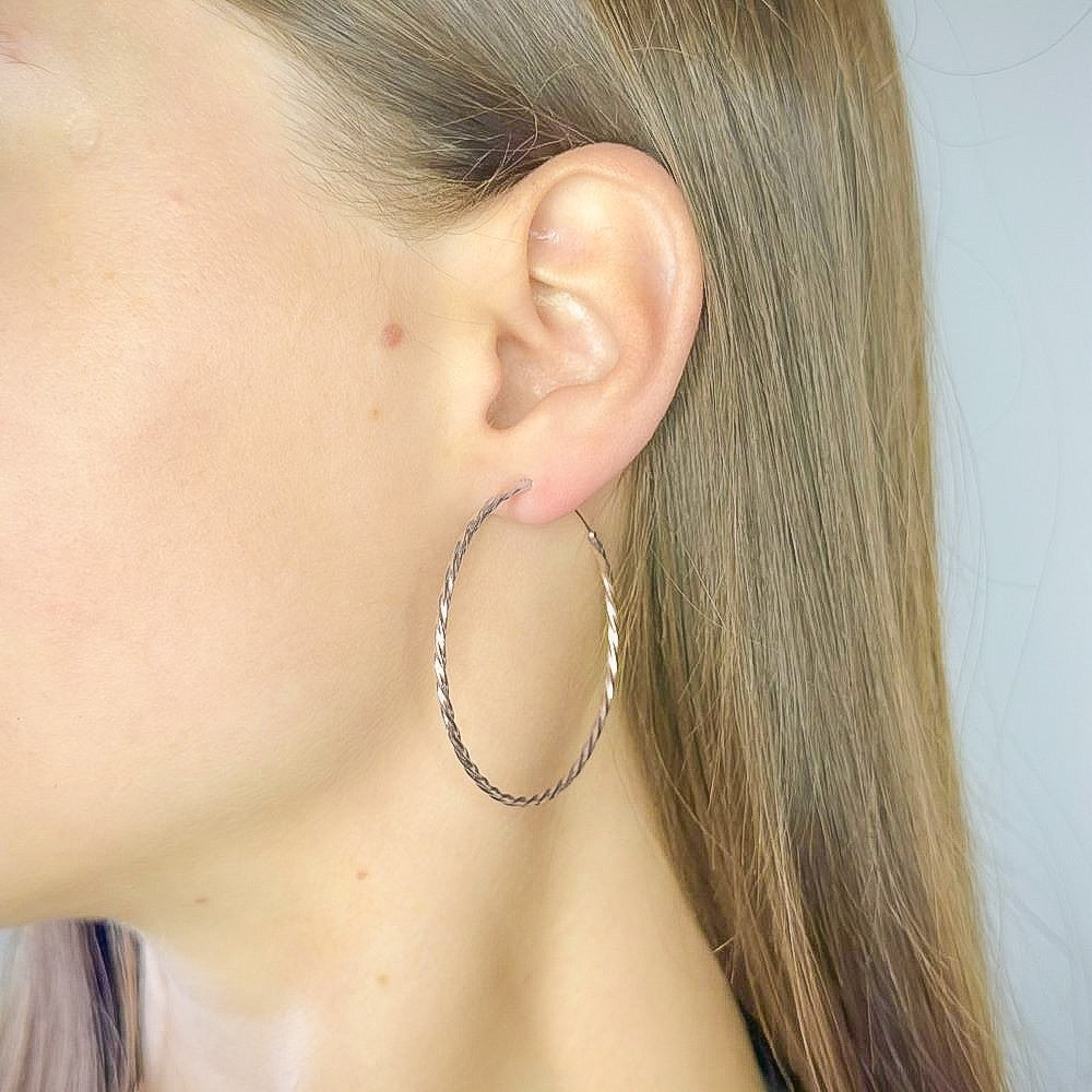 Pendientes de aro retorcidos de plata de ley de 1 a 6 cm