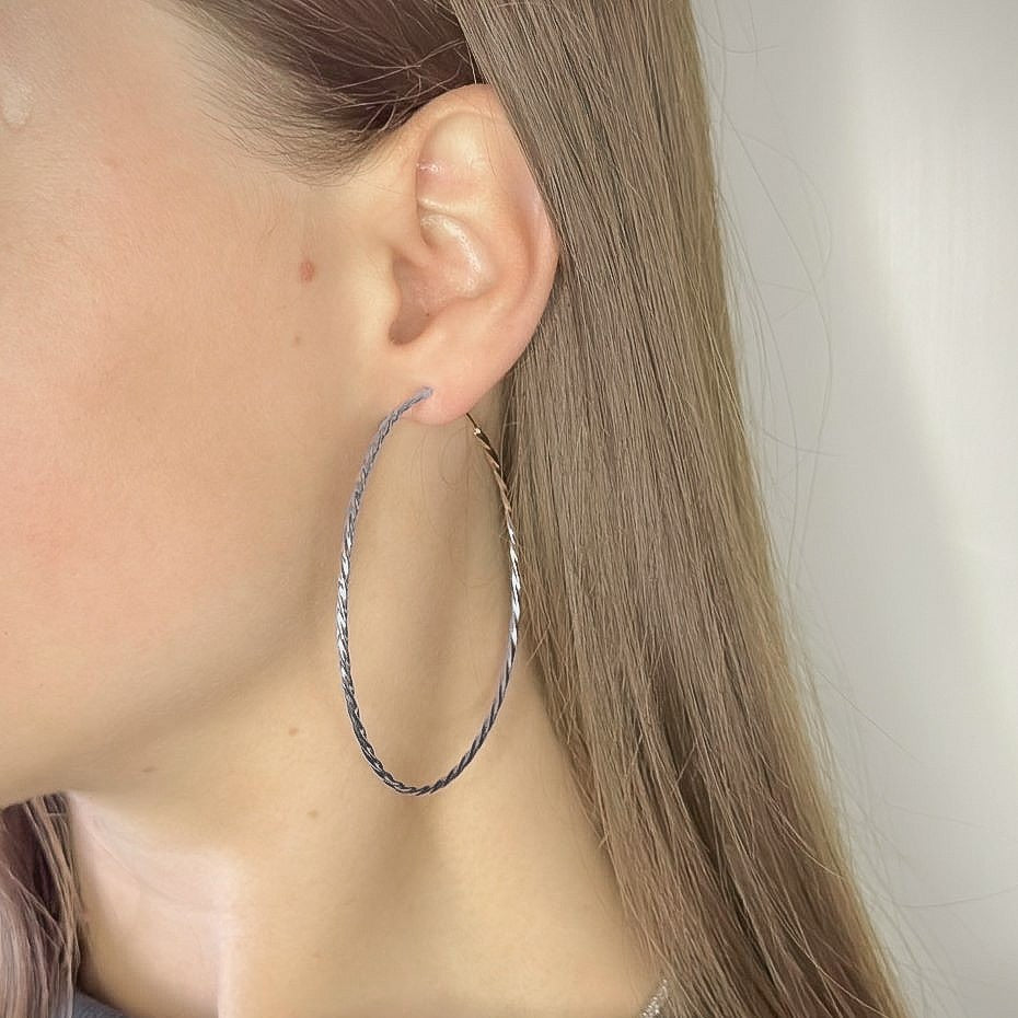 Pendientes de aro retorcidos de plata de ley de 1 a 6 cm