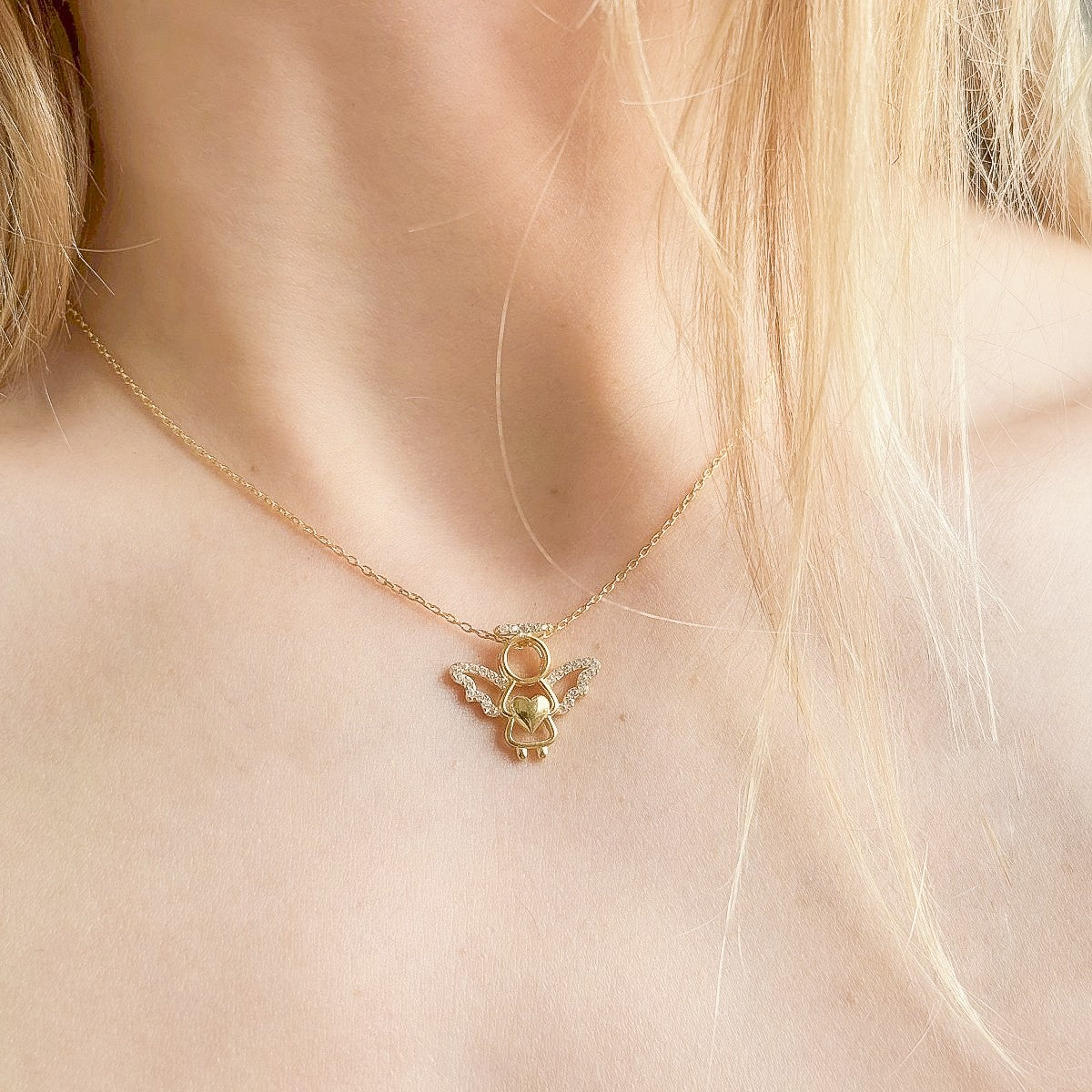 Collar de Ángel de Plata de Ley con Circonitas Cúbicas