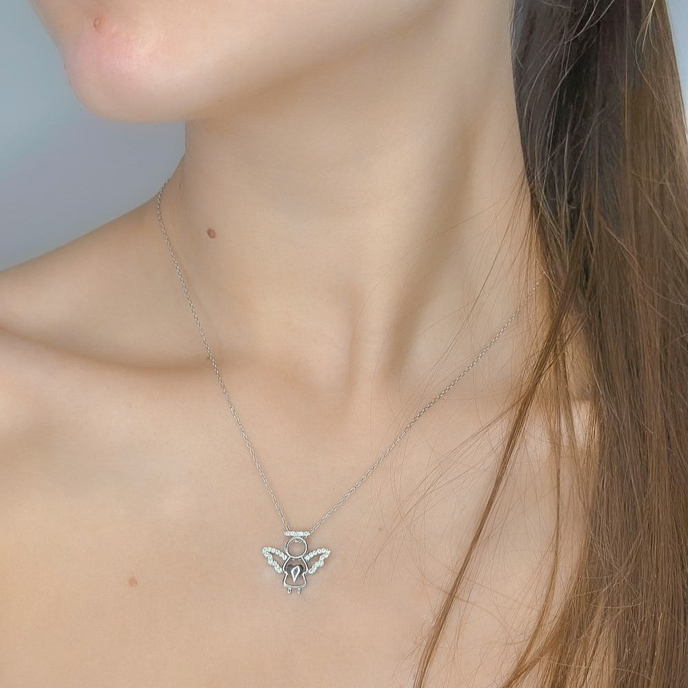 Collar de Ángel de Plata de Ley con Circonitas Cúbicas