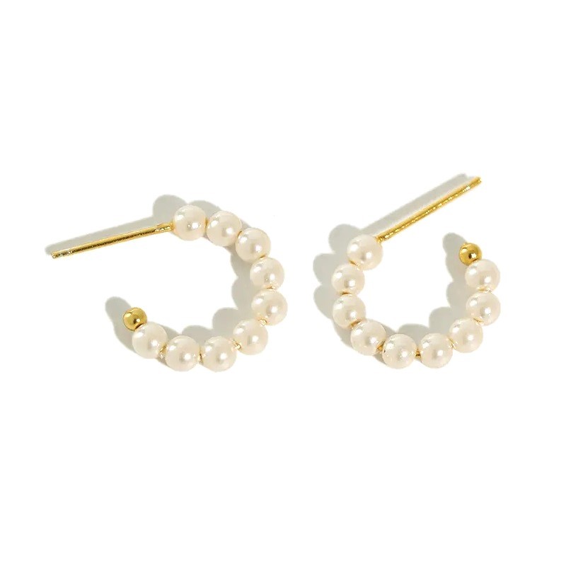 Pendientes de perlas de imitación de plata de ley