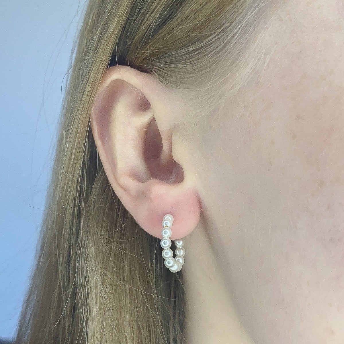 Pendientes de perlas de imitación de plata de ley