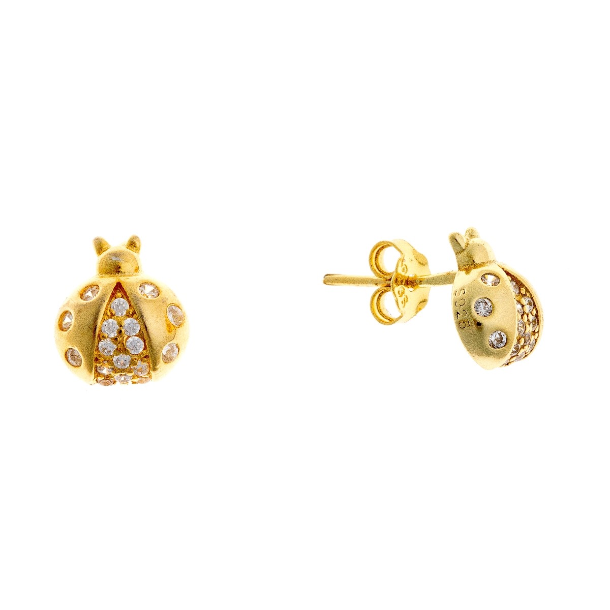 Pendientes de mariquita de plata de ley
