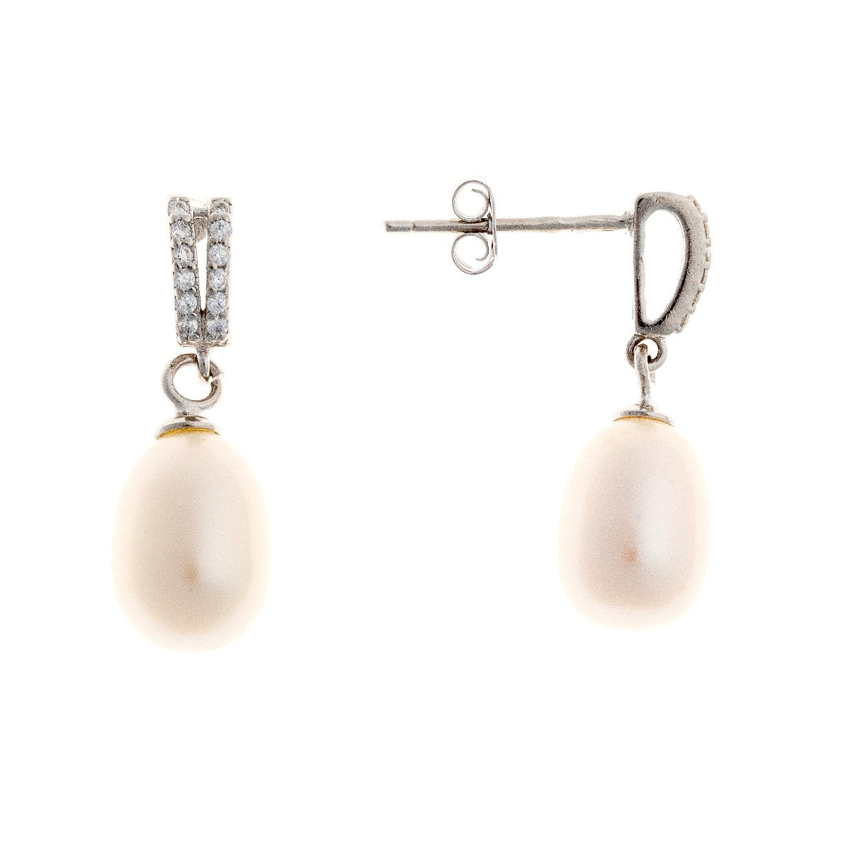 Pendientes de perlas de plata de ley
