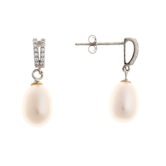 Pendientes de perlas de plata de ley